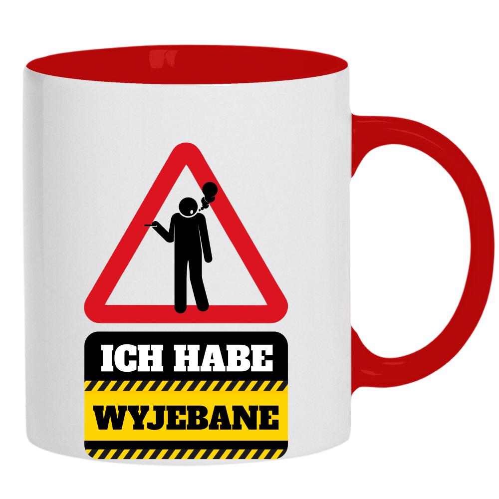 Ich habe wyjebane kubek ucho kolor kolor czerwony latte