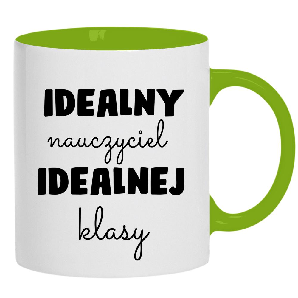 Idealny nauczyciel idealnej klasyy kubek ucho kolor kolor zielony