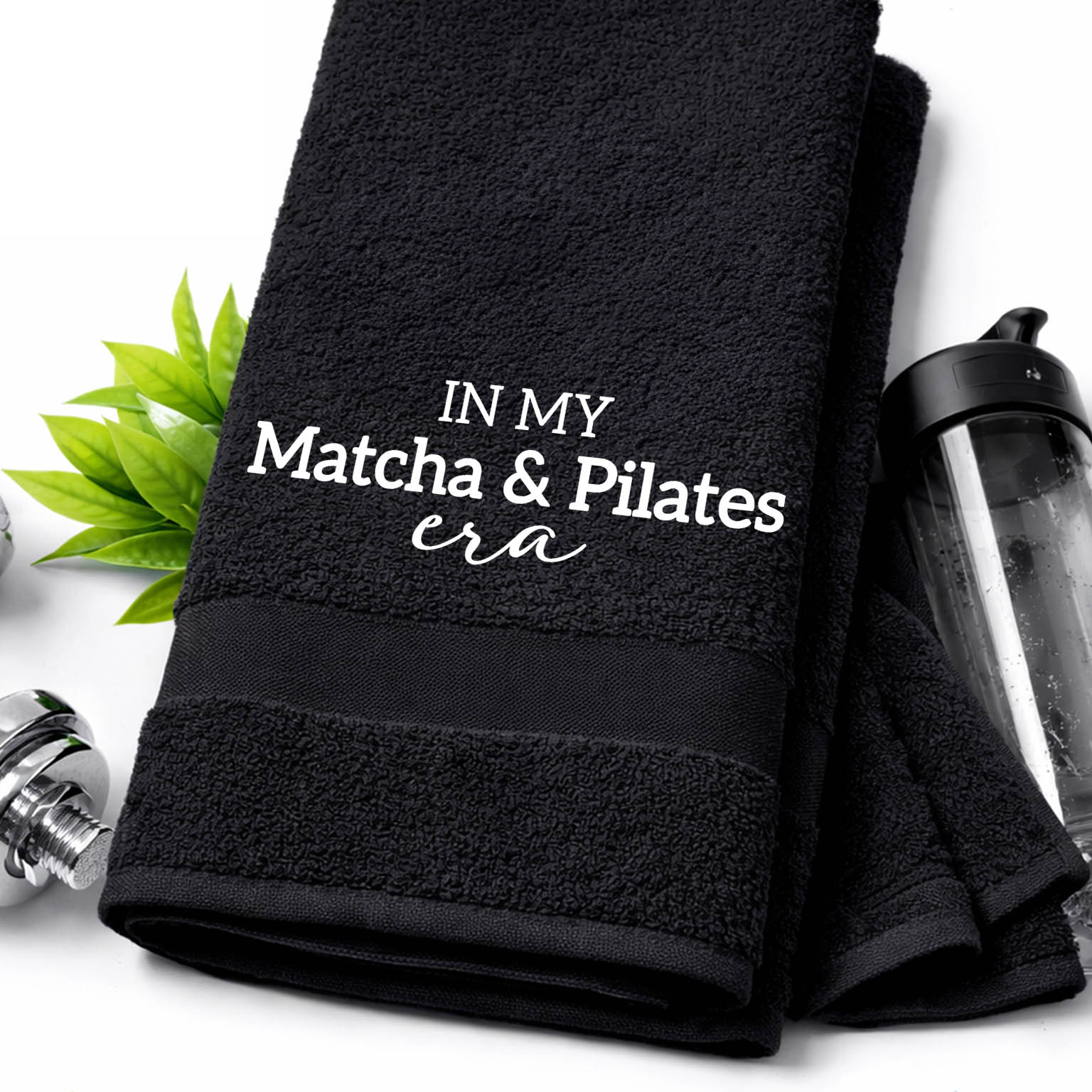 In my Matcha & Pilates era ręcznik kolor czarny