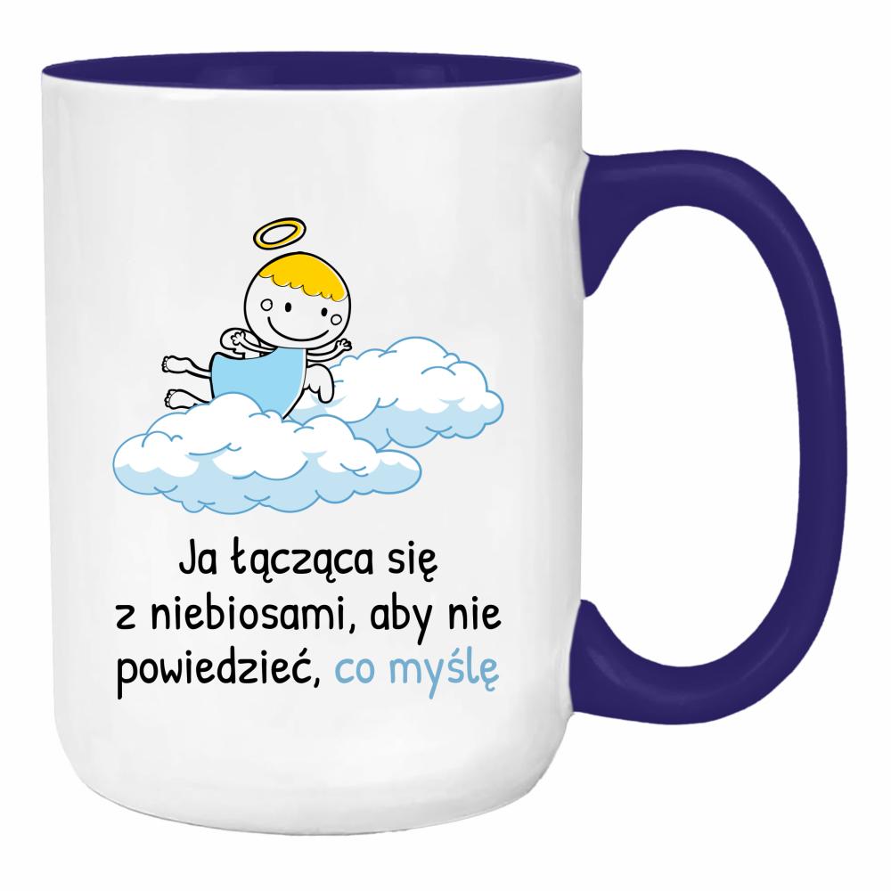 Ja łącząca się z niebiosami duży kubek ucho kolor kolor navy
