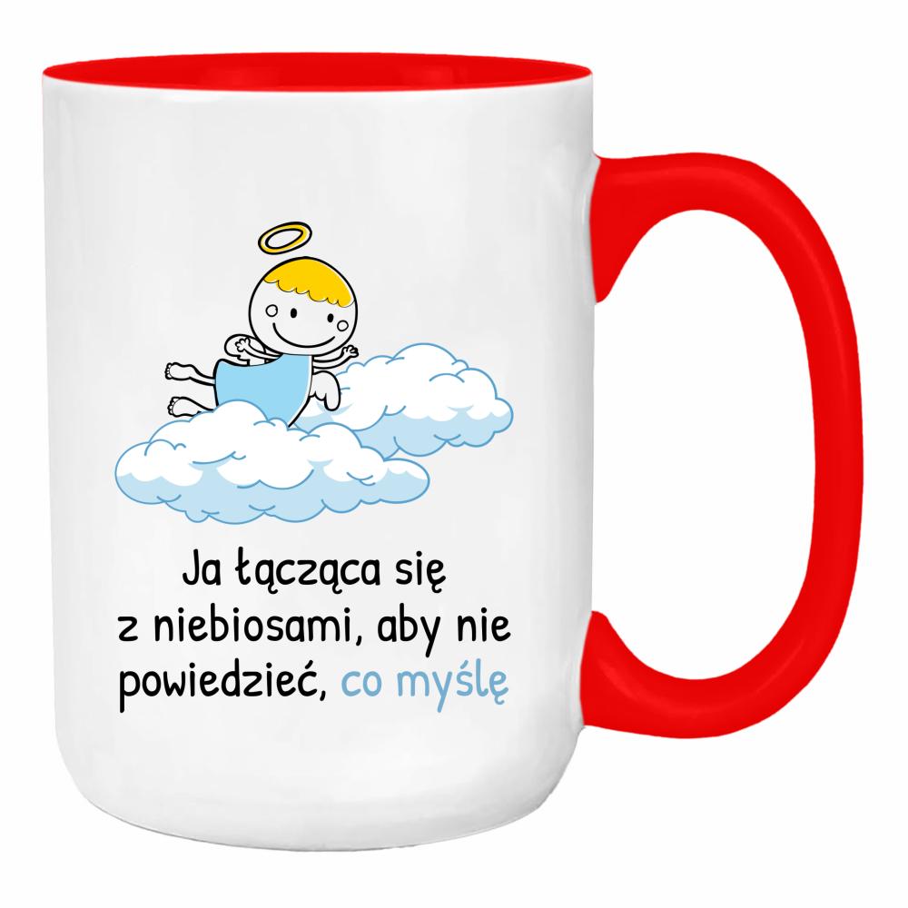 Ja łącząca się z niebiosami duży kubek ucho kolor kolor red