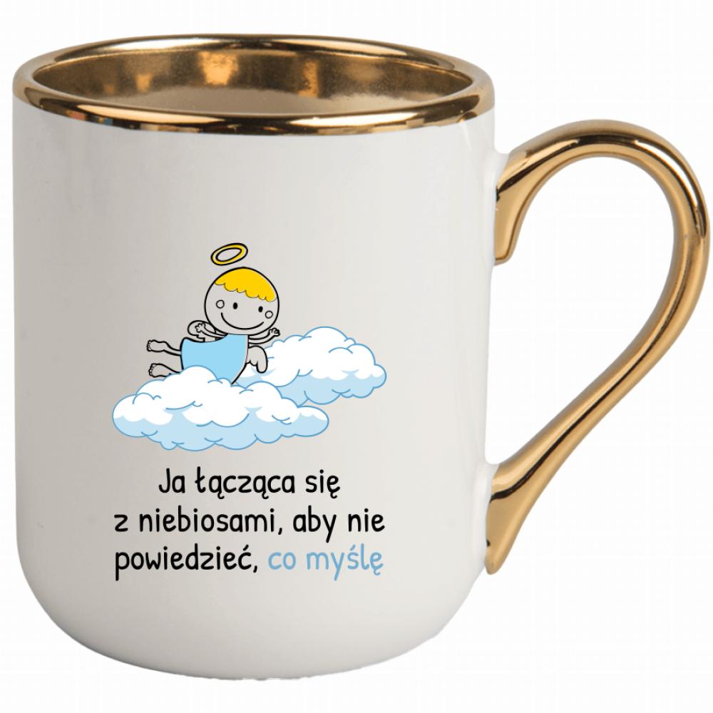 Ja łącząca się z niebiosami kubek elegant biały kolor czerwony