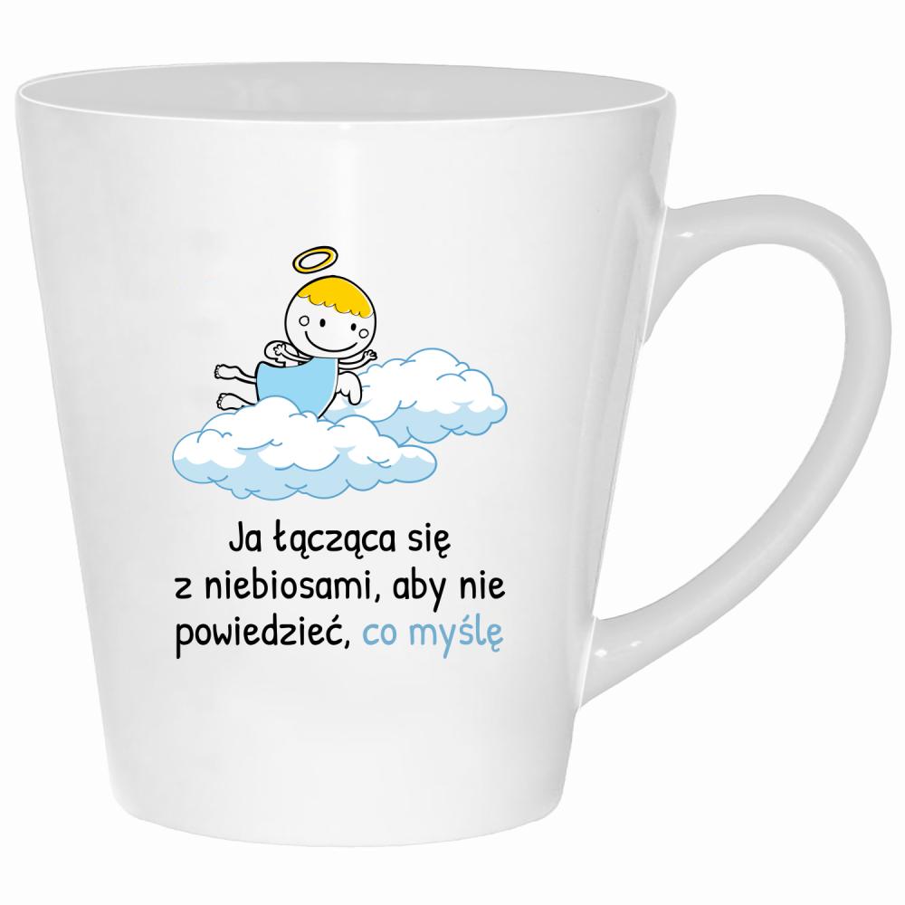 Ja łącząca się z niebiosami kubek latte kolor biały
