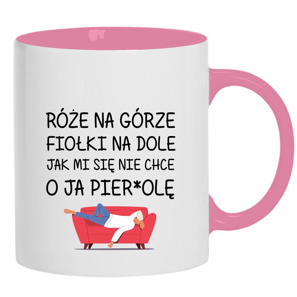 jak mi się nie chce, o ja pie#dole kubek ucho kolor kolor różowy