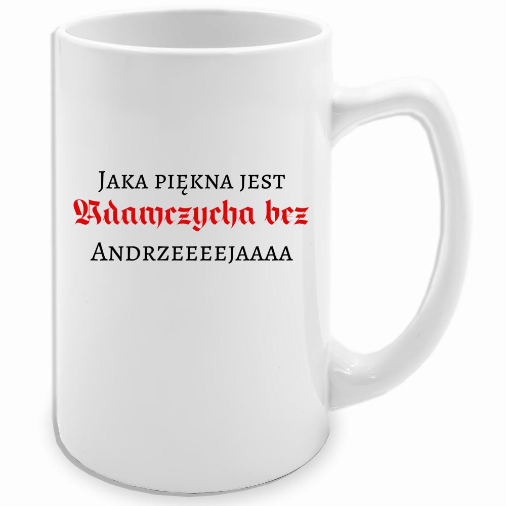 Jaka piękna jest Adamczycha bez Andrzeja kubek biały 413 ml kolor miętowo zielony