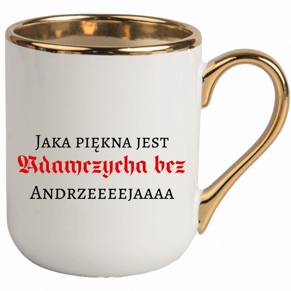 Jaka piękna jest Adamczycha bez Andrzeja kubek elegant biały kolor różowy