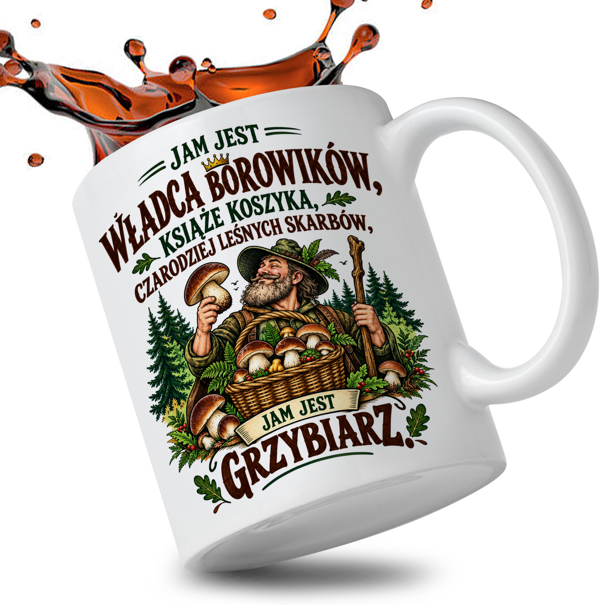 Jam jest Władca Borowików kubek ucho kolor kolor biały
