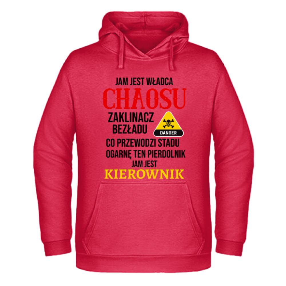 JAM JEST WŁADCA CHAOSU bluza męska z kapturem kolor czerwony