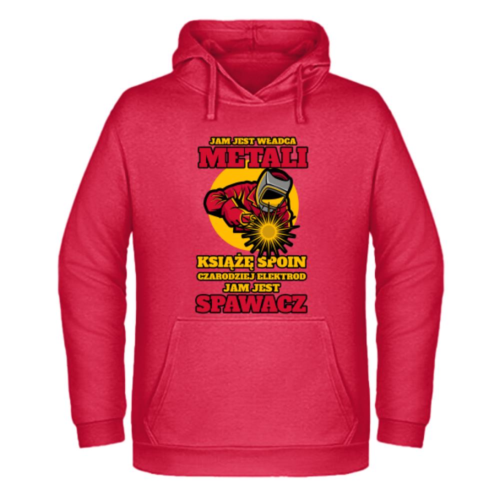 Jam jest władca Metali bluza męska z kapturem kolor czerwony