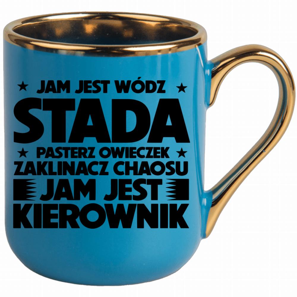 JAM JEST WÓDZ STADA kubek elegant niebieski kolor niebieski