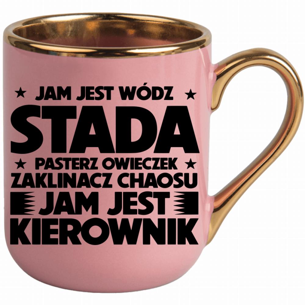 JAM JEST WÓDZ STADA kubek elegant różowy kolor różowy