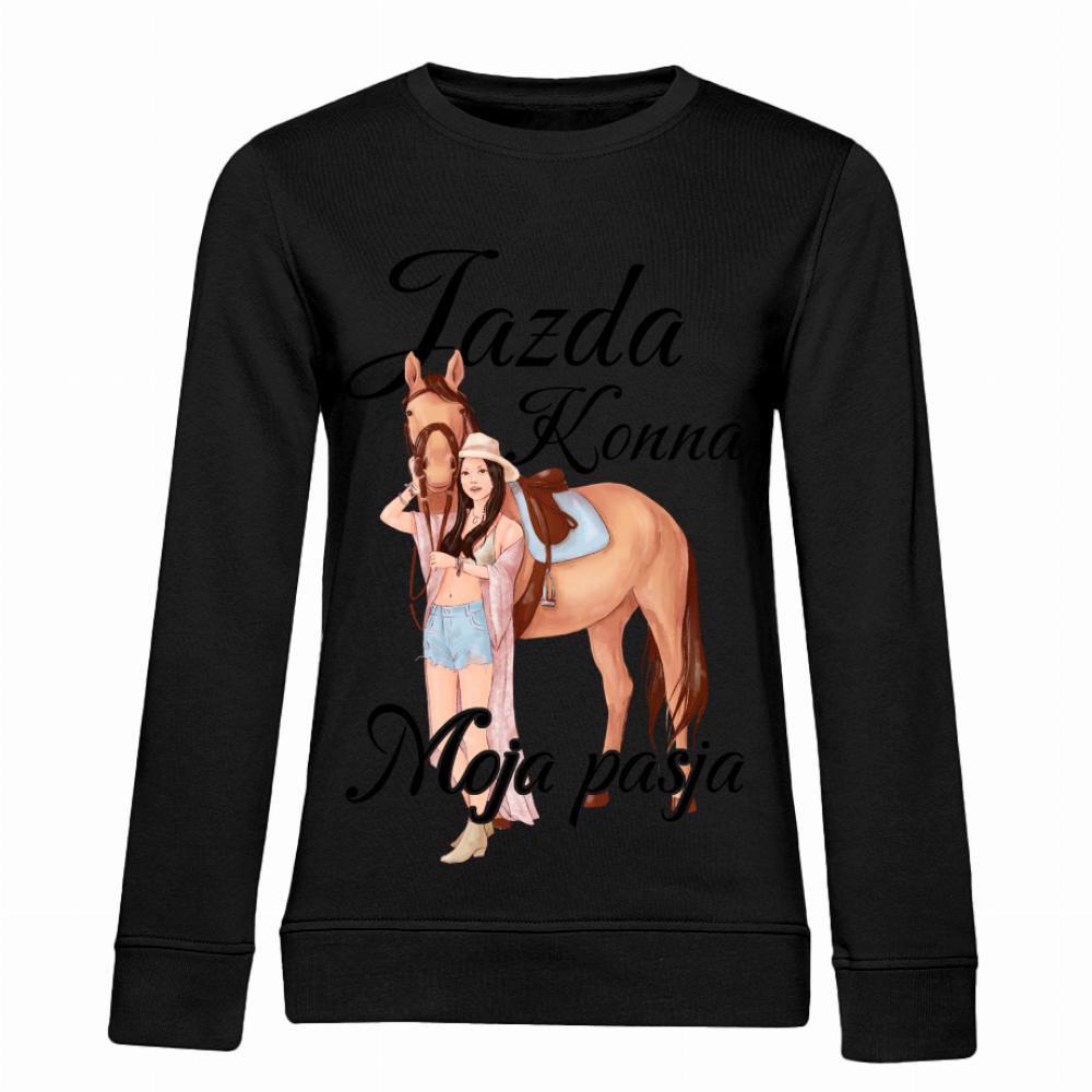Jazda konna - moja pasja bluza damska bez kaptura kolor czarnyy