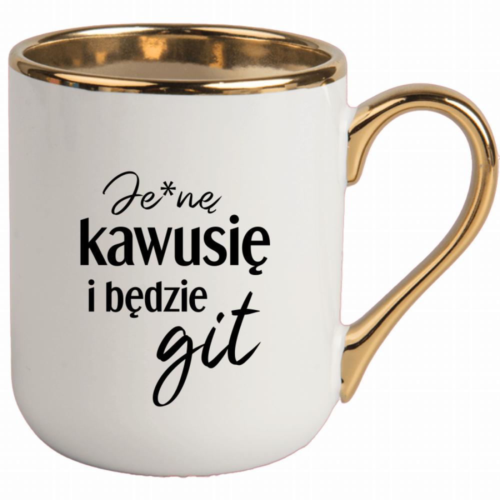 Je*ne kawusię i będzie git kubek elegant biały