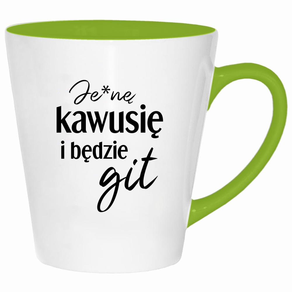 Je*ne kawusię i będzie git kubek latte kolor limonka