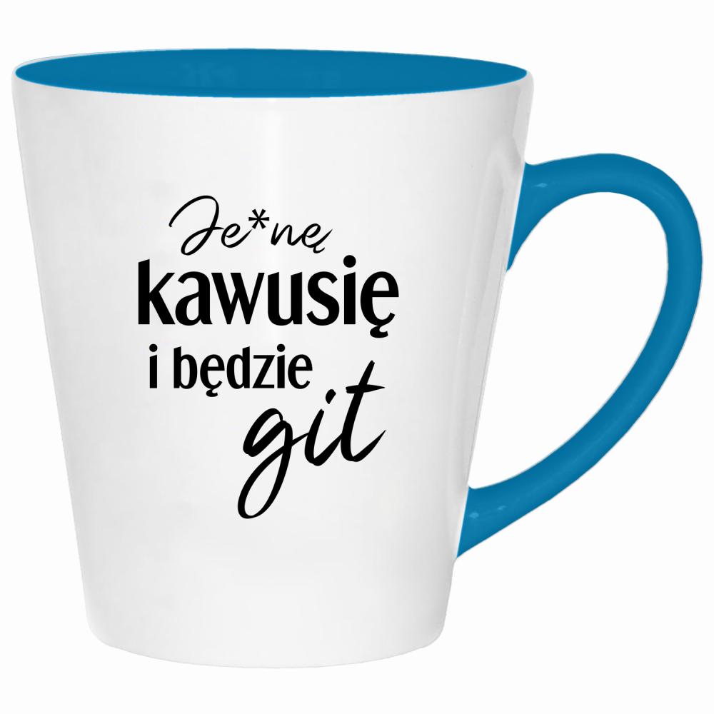 Je*ne kawusię i będzie git kubek latte kolor turkus
