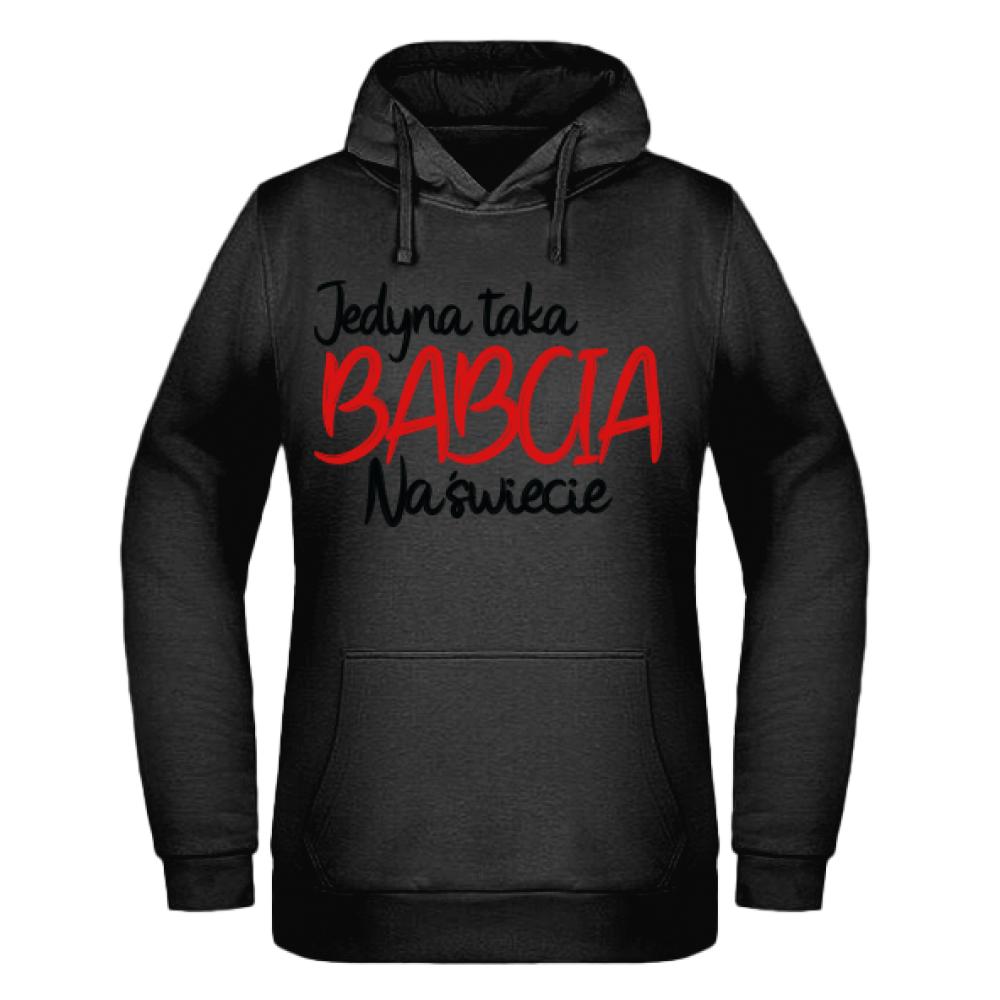 Jedyna taka Babcia na Świecie bluza damska z kapturem kolor czerwony
