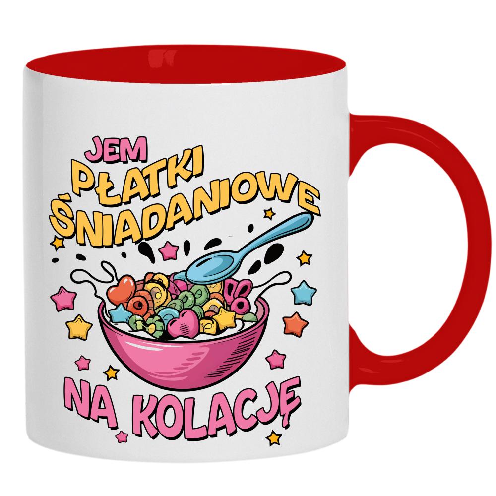 Jem płatki śniadaniowe na kolację kubek ucho kolor