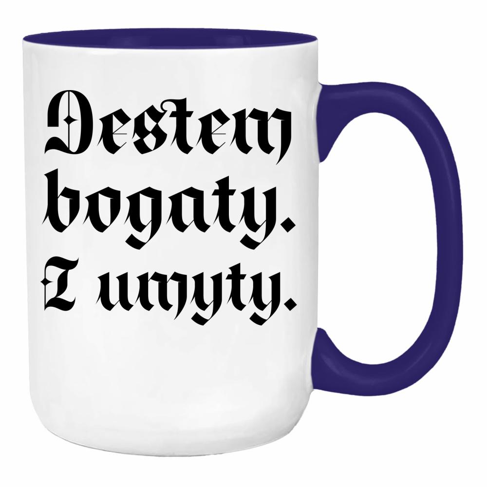 Jestem bogaty i umyty duży kubek ucho kolor kolor navy