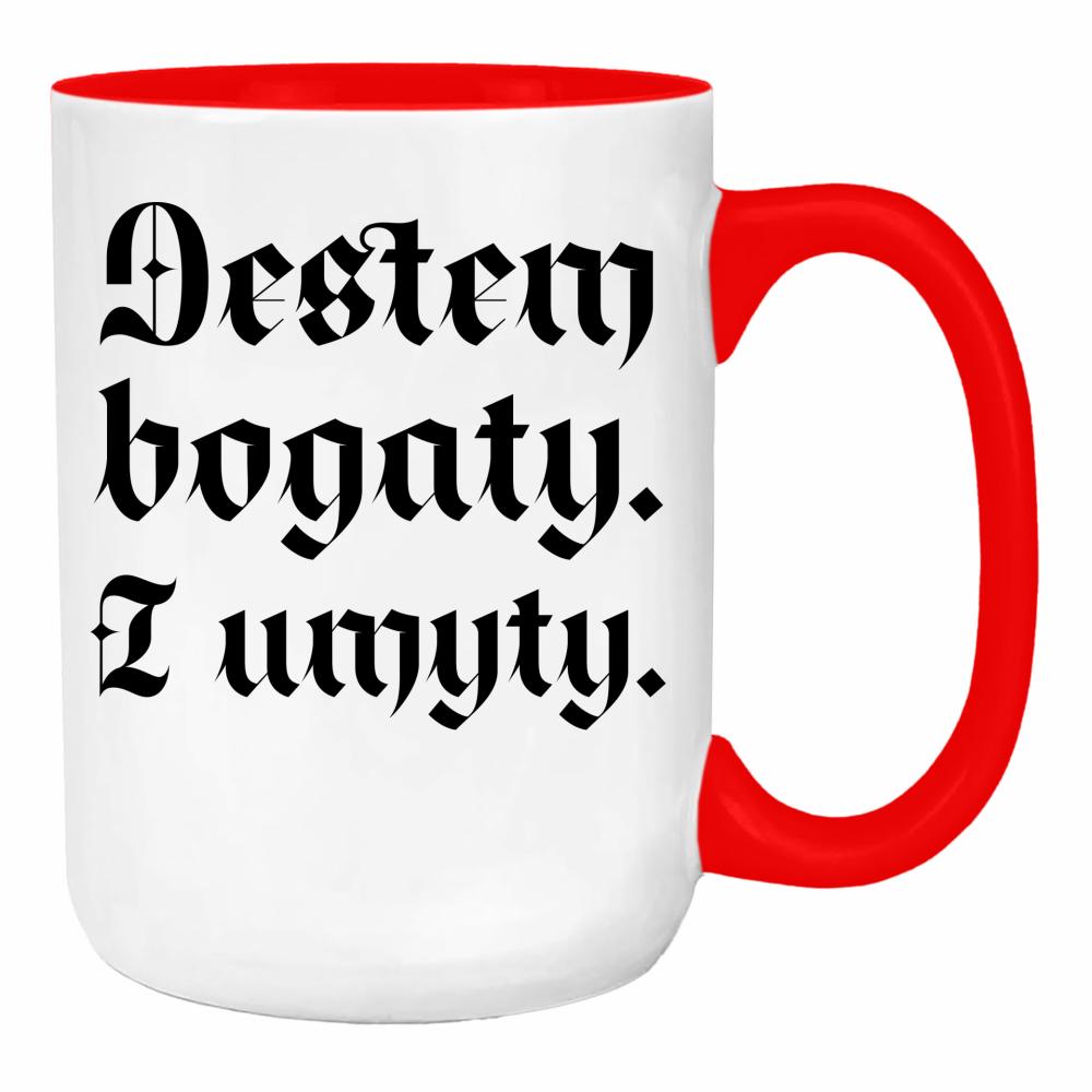 Jestem bogaty i umyty duży kubek ucho kolor kolor red