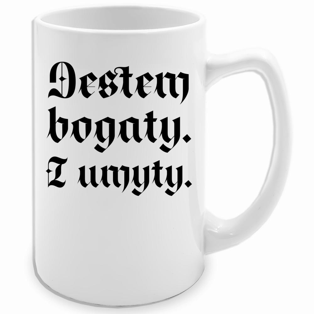 Jestem bogaty i umyty kubek biały 413 ml kolor różowy