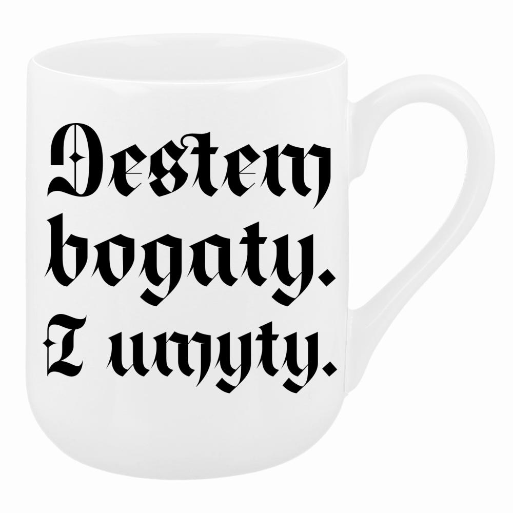 Jestem bogaty i umyty kubek coffee kolor biały