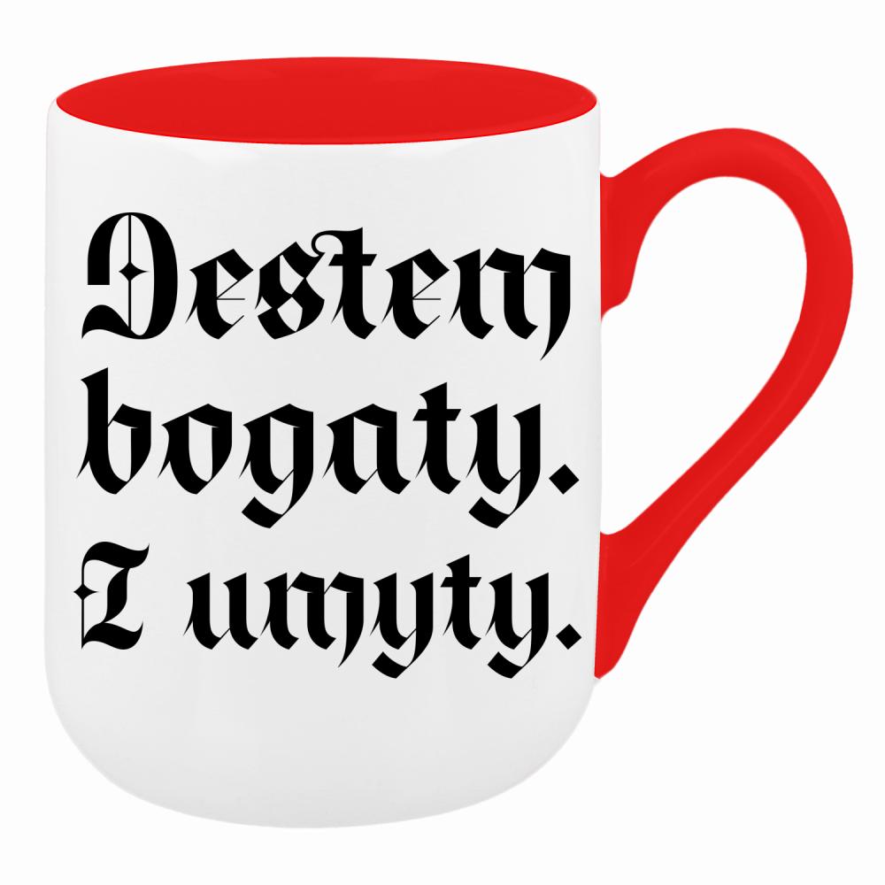 Jestem bogaty i umyty kubek coffee kolor czerwony latte