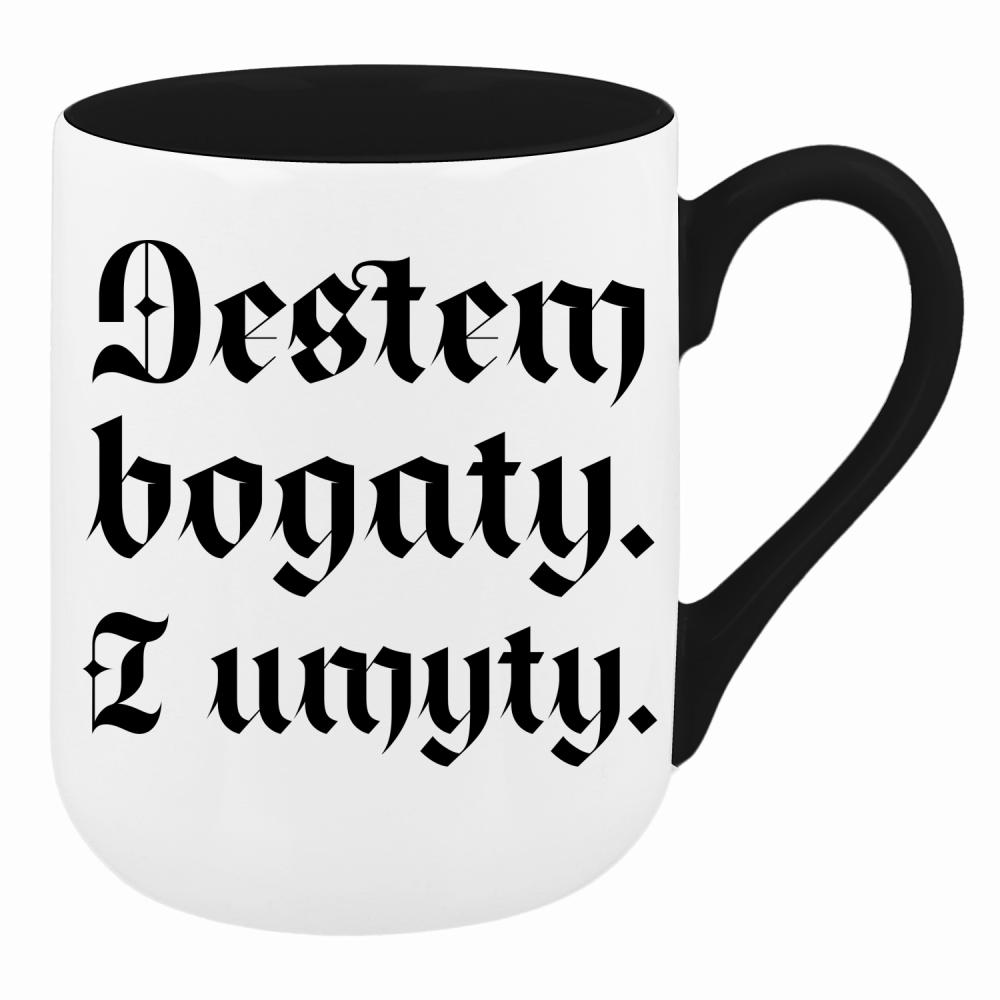 Jestem bogaty i umyty kubek coffee kolor różowawo-szary