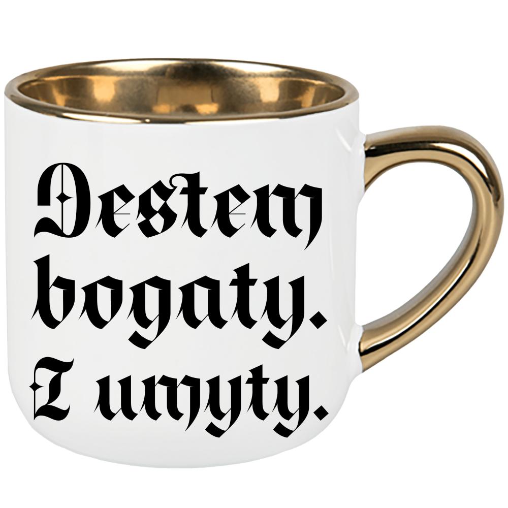 Jestem bogaty i umyty kubek elegant duży kolor czarnyy