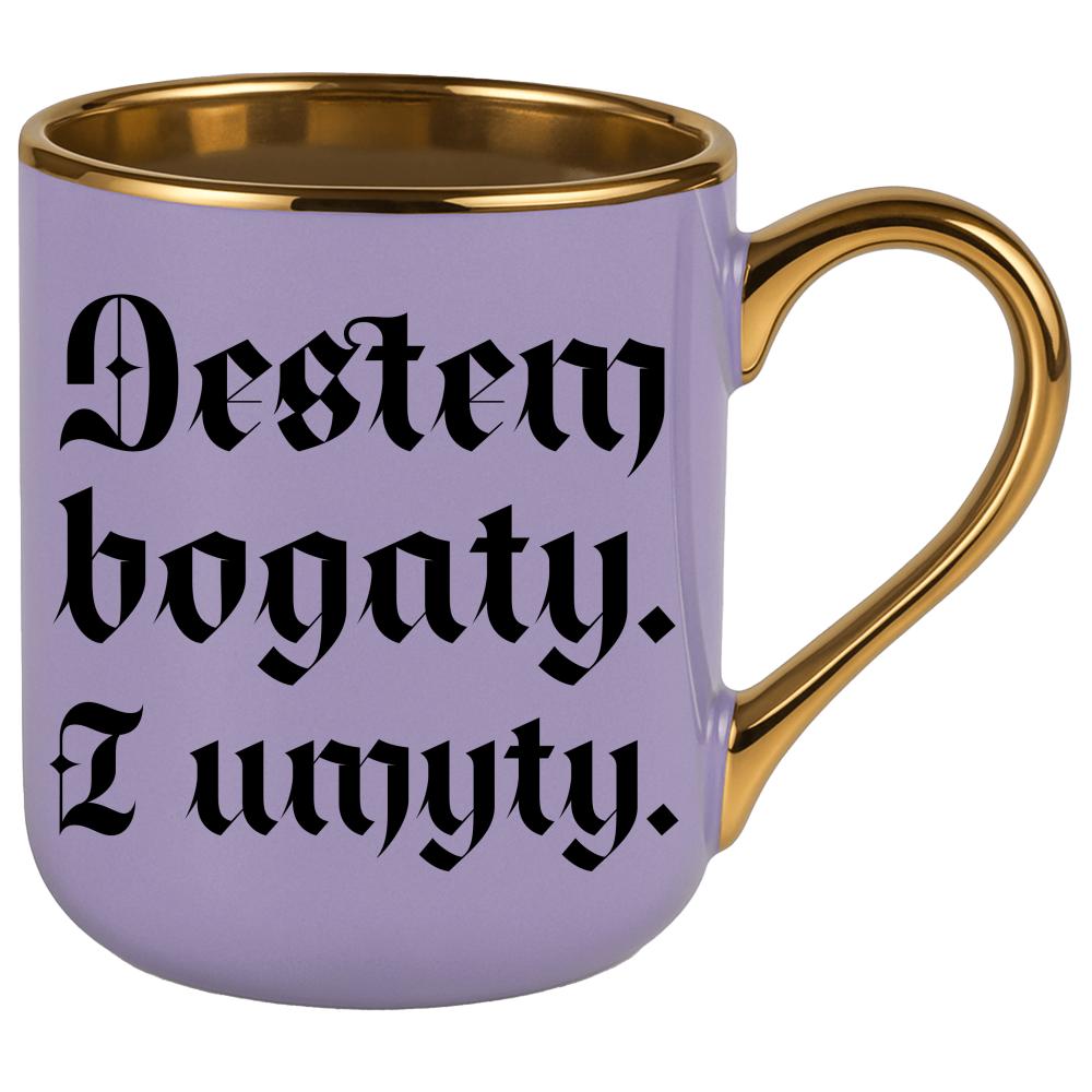 Jestem bogaty i umyty kubek elegant fioletowy kolor niebieski