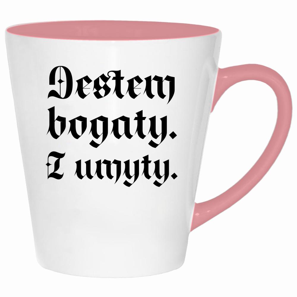 Jestem bogaty i umyty kubek latte kolor pink