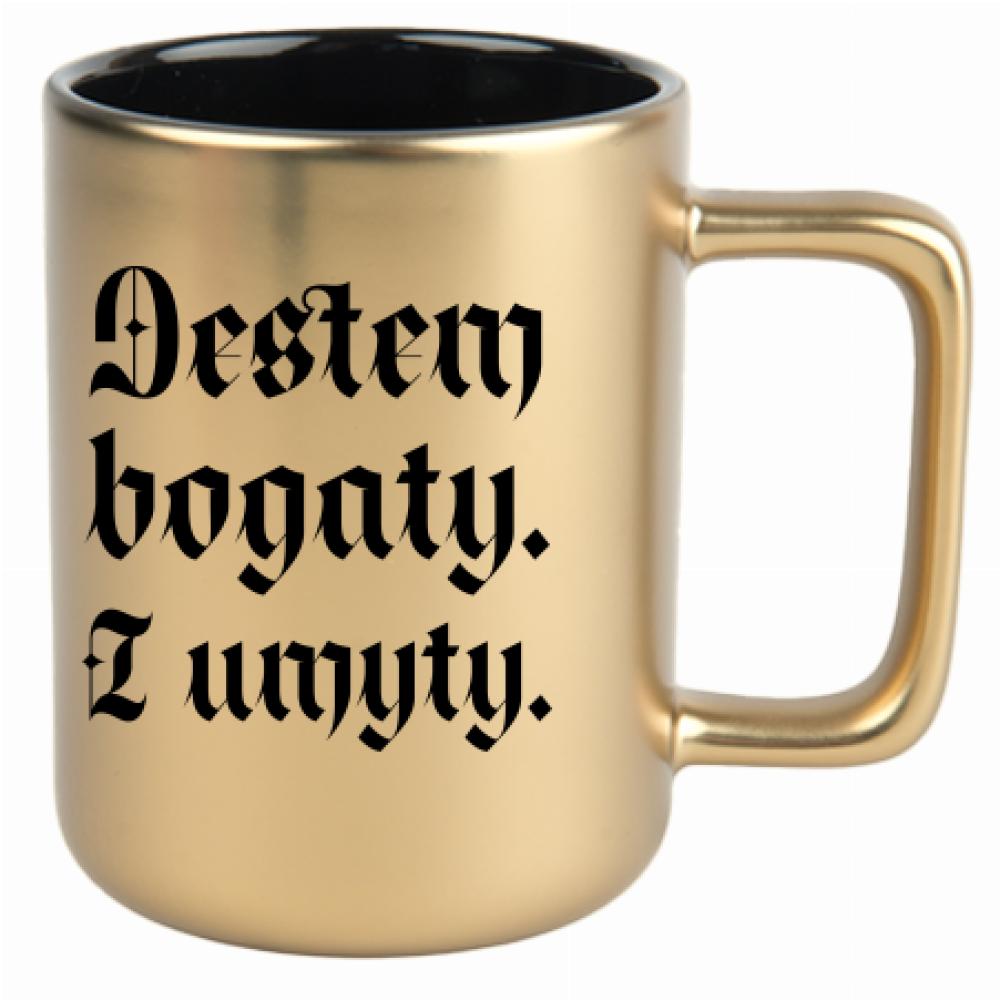 Jestem bogaty i umyty kubek złoty matowy kolor jasnofioletowy