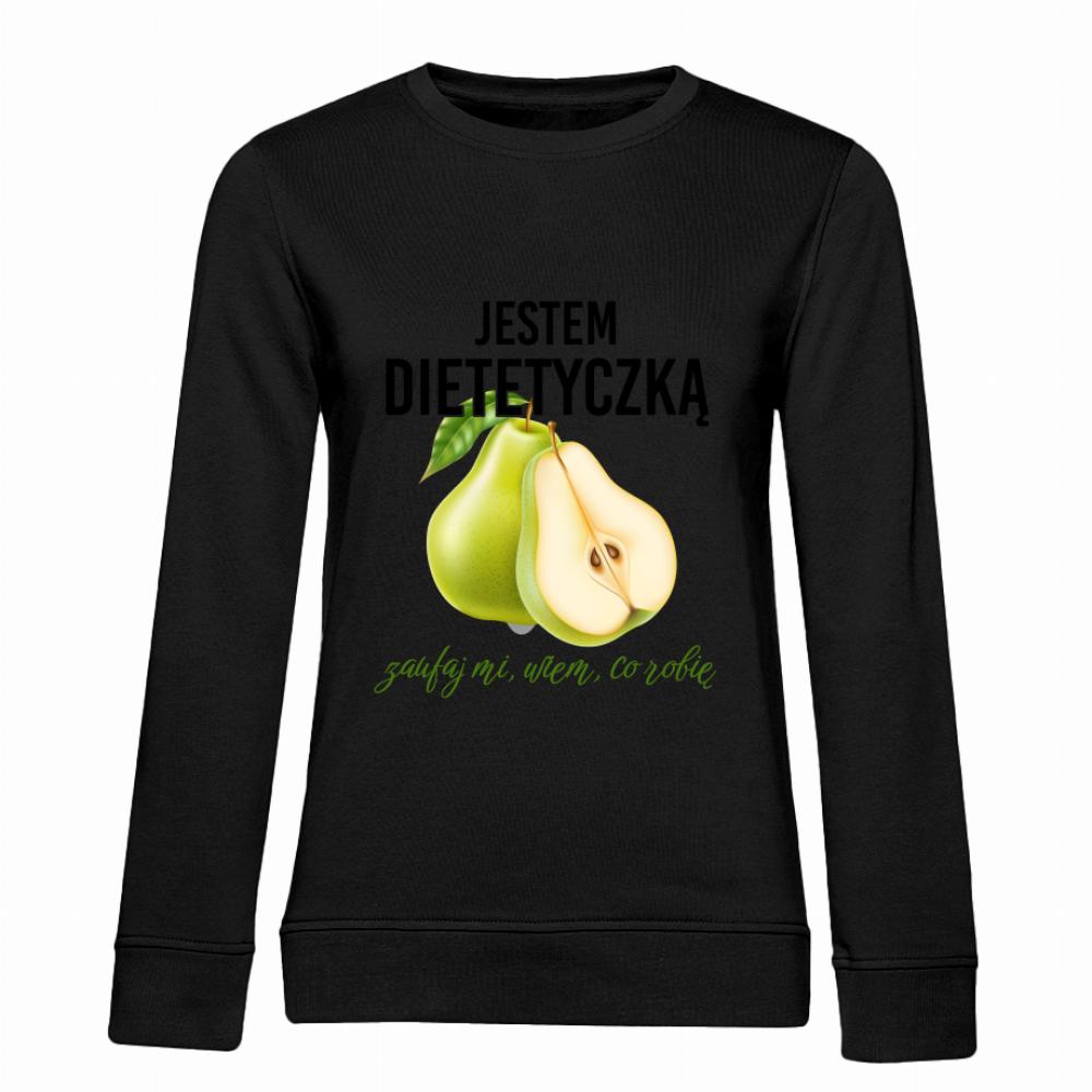 Jestem dietetyczką zaufaj mi, wiem, co robię! bluza damska bez kaptura kolor biały