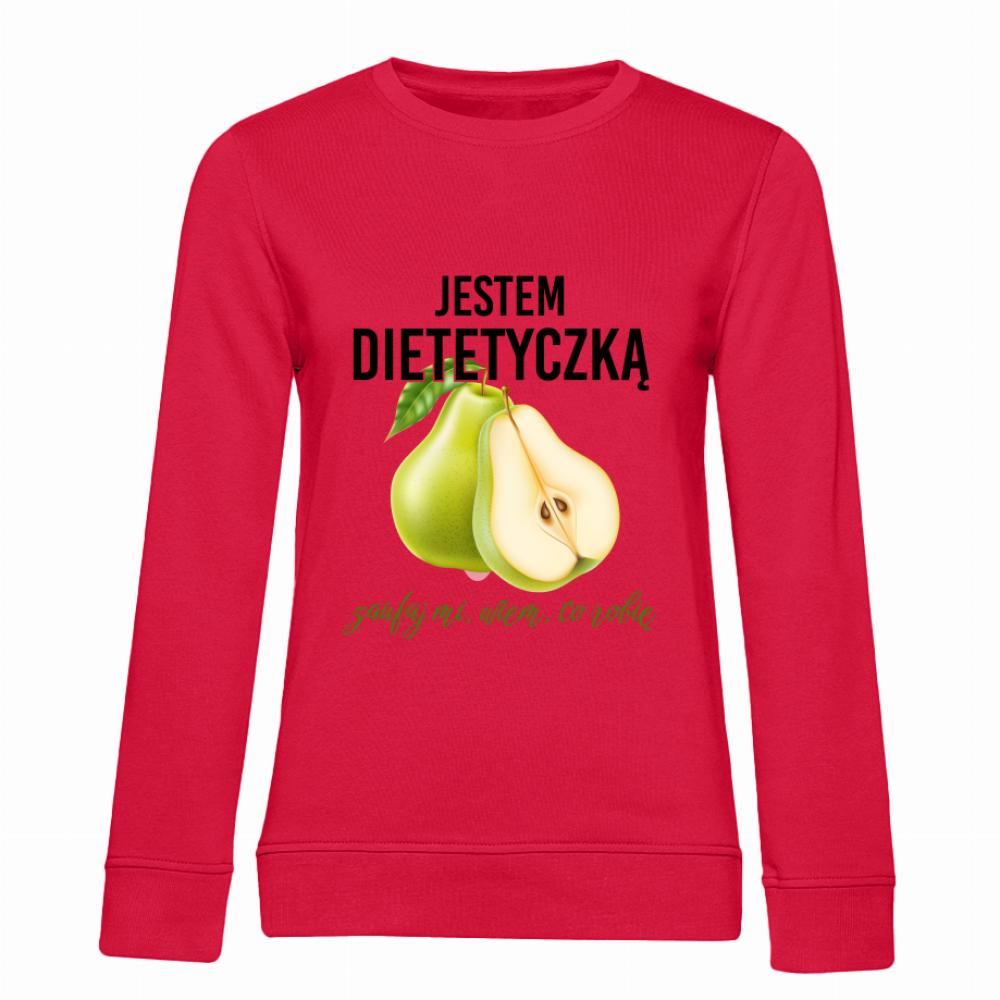 Jestem dietetyczką zaufaj mi, wiem, co robię! bluza damska bez kaptura kolor czerwony