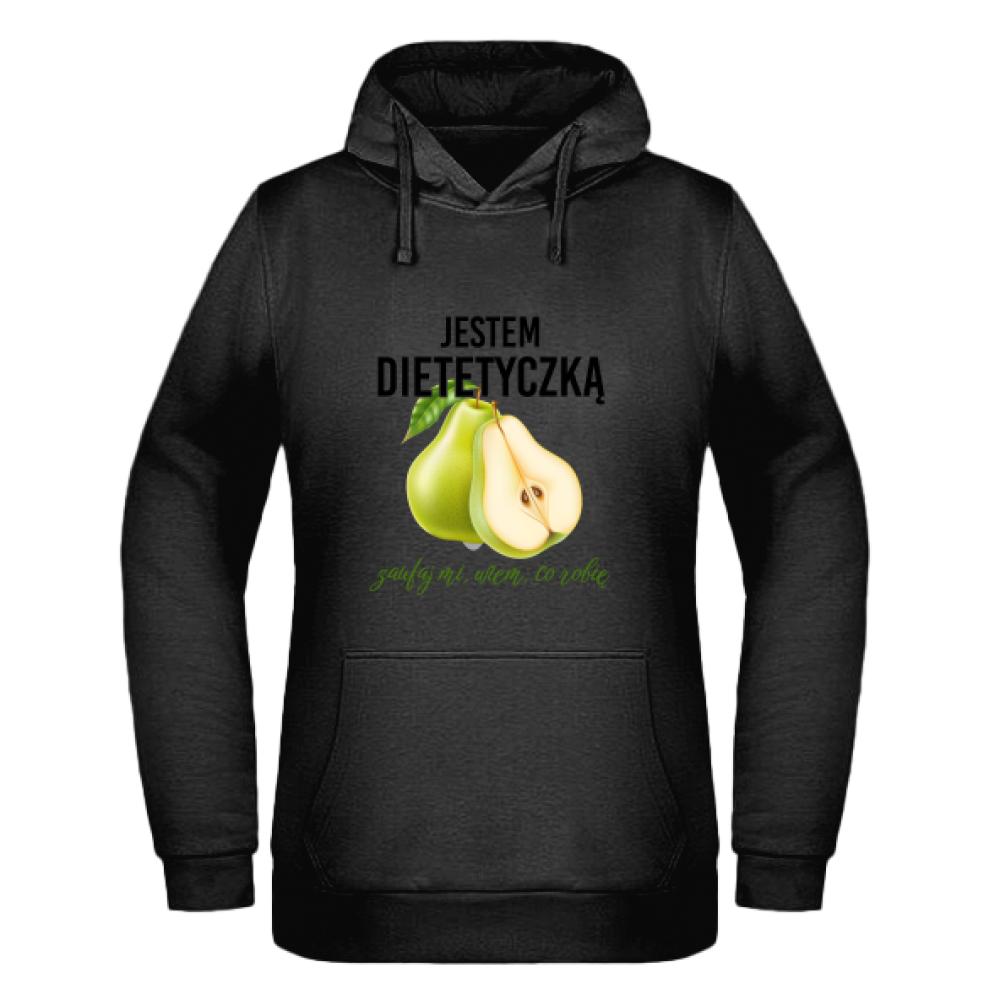 Jestem dietetyczką zaufaj mi, wiem, co robię! bluza damska z kapturem kolor biały