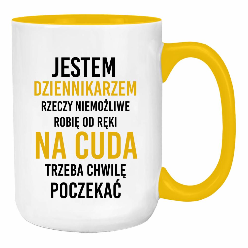 Jestem Dziennikarzem Niemożliwe robię od ręk duży kubek ucho kolor kolor żółty