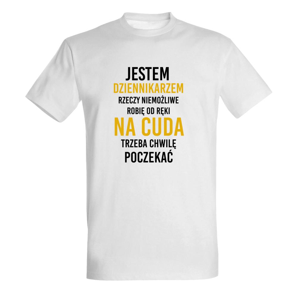 Jestem Dziennikarzem Niemożliwe robię od ręk koszulka męska kolor biały