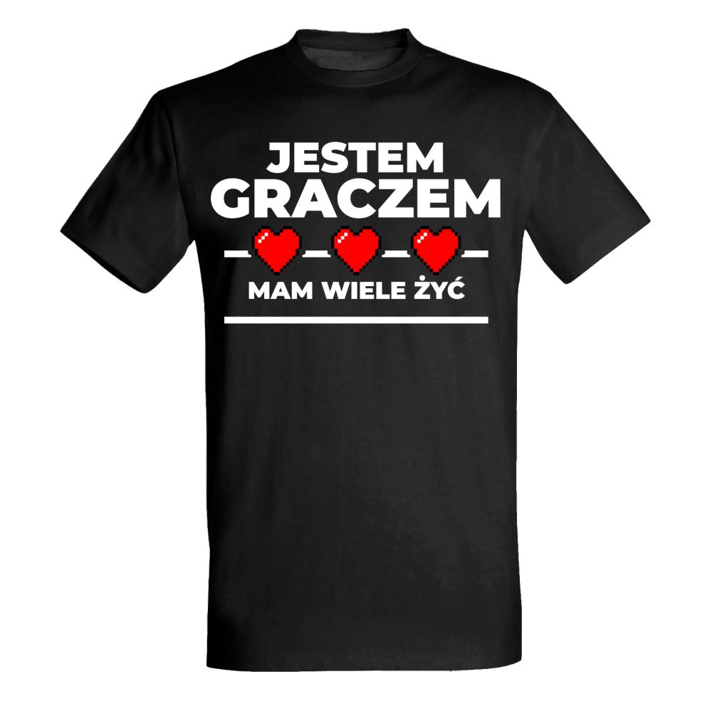 Jestem graczem, mam wiele żyć koszulka męska
