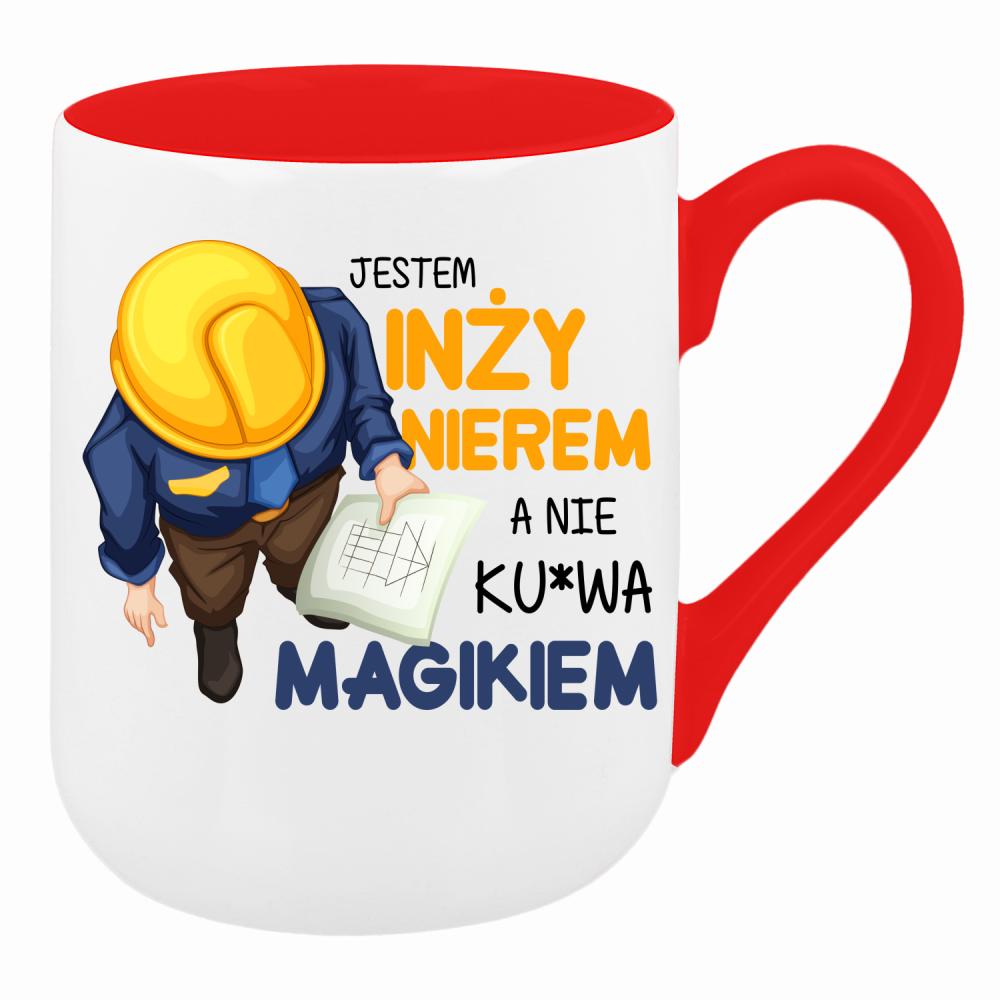 Jestem inżynierem, a nie ku*wa magikiem kubek coffee kolor czerwony latte