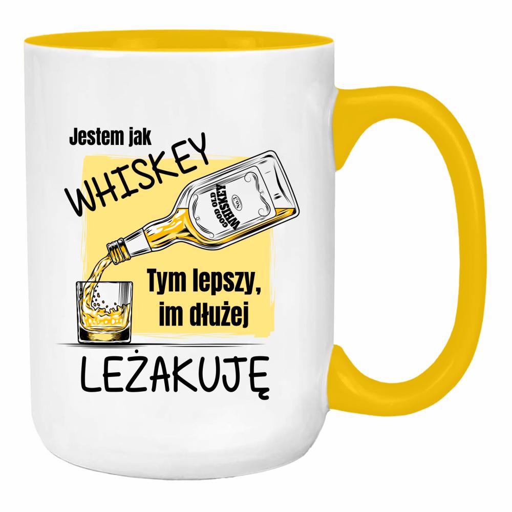Jestem jak whiskey lepszy im dłużej leżakuję duży kubek ucho kolor kolor żółty