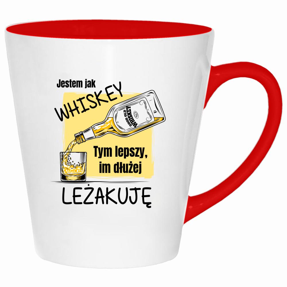 Jestem jak whiskey lepszy im dłużej leżakuję kubek latte kolor czerwony latte