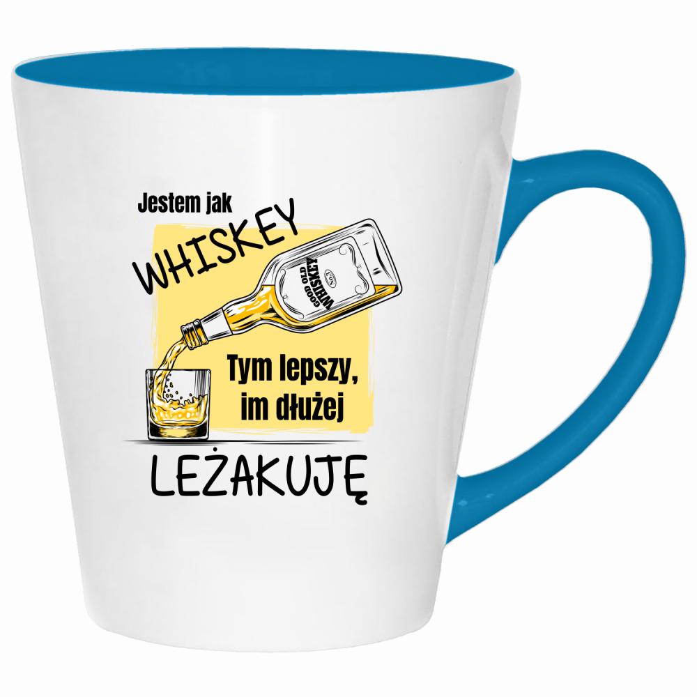 Jestem jak whiskey lepszy im dłużej leżakuję kubek latte kolor turkus