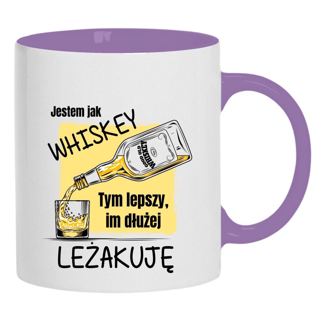 Jestem jak whiskey lepszy im dłużej leżakuję kubek ucho kolor kolor jasnofioletowy