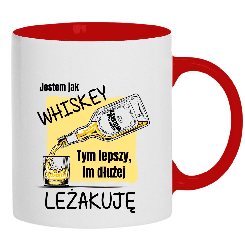 Jestem jak whiskey lepszy im dłużej leżakuję kubek ucho kolor kolor żółtyy