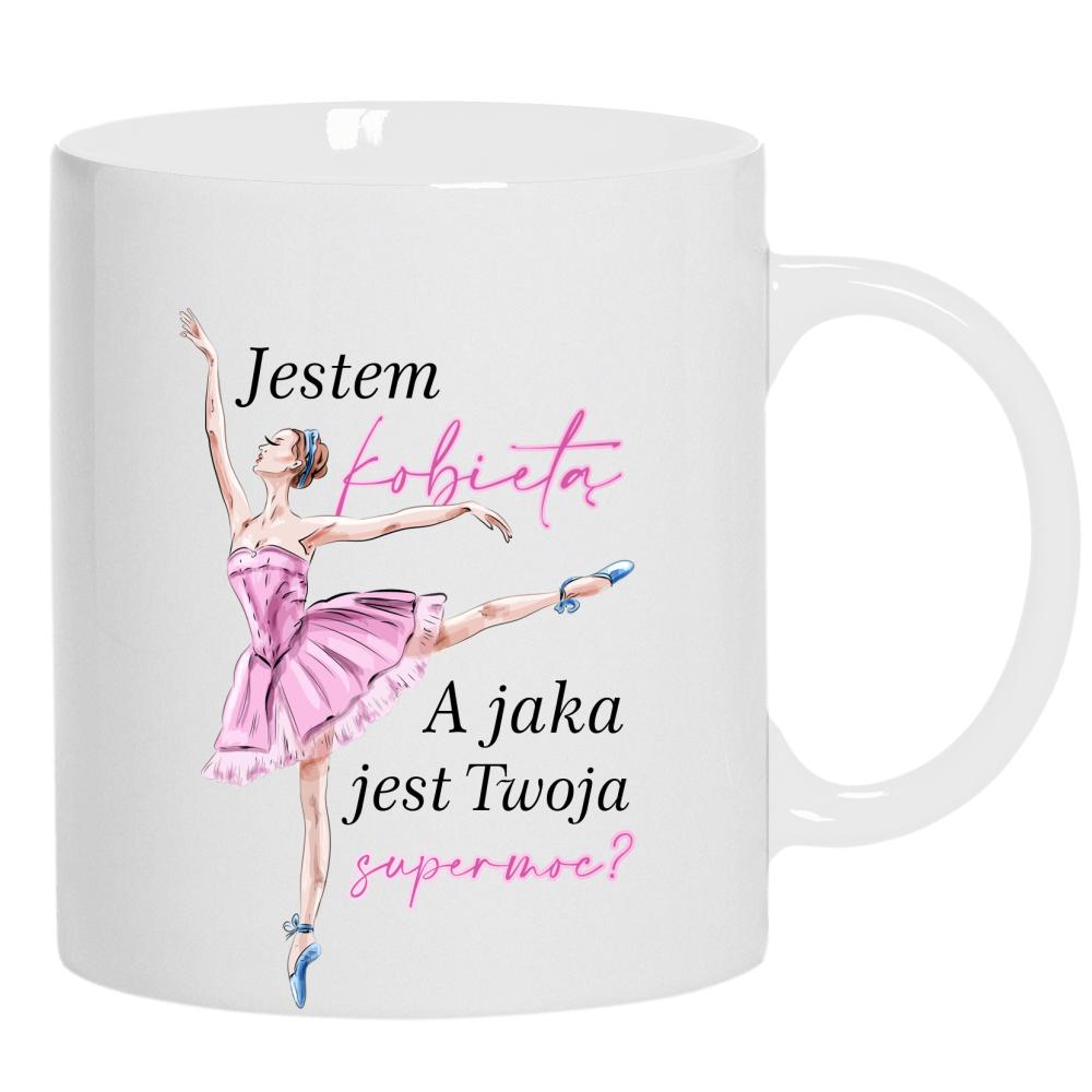 Jestem Kobietą Supermoc kubek ucho kolor kolor biały