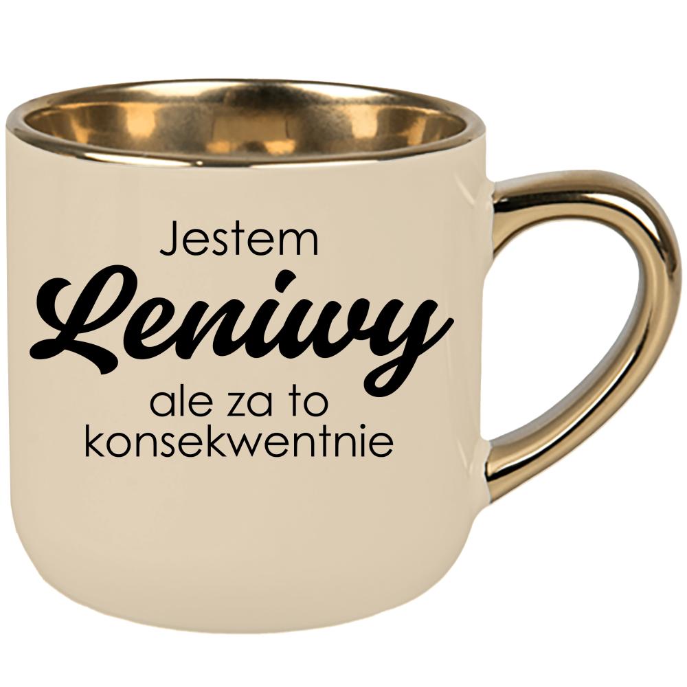 Jestem leniwy, ale za to konsekwentnie. kubek elegant duży kolor kremowy