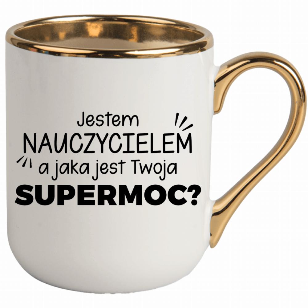 Jestem nauczycielem a jaka jest Twoja supermoc? kubek elegant biały