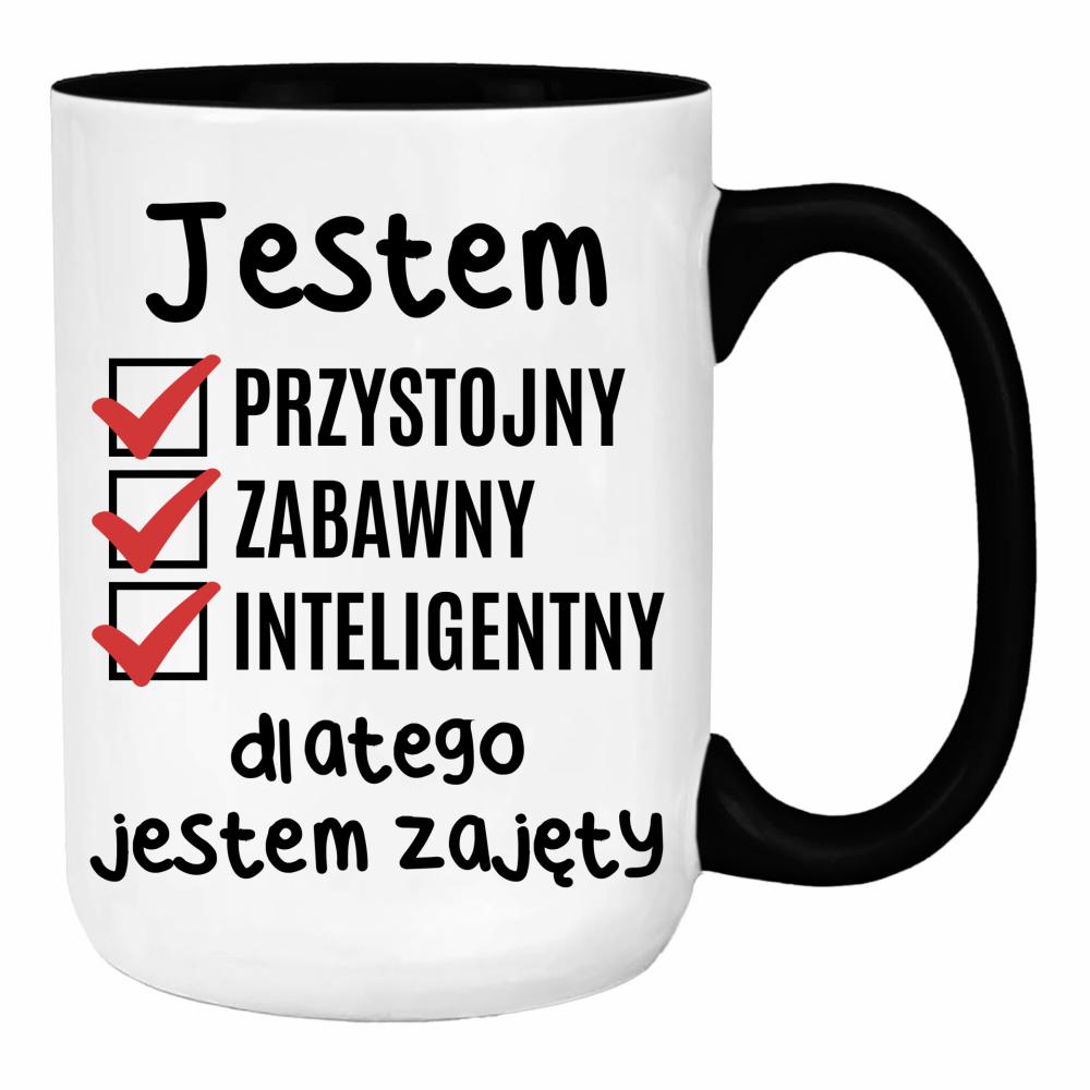 Jestem przystojny zabawny dlatego jestem zajęty duży kubek ucho kolor kolor czerwony