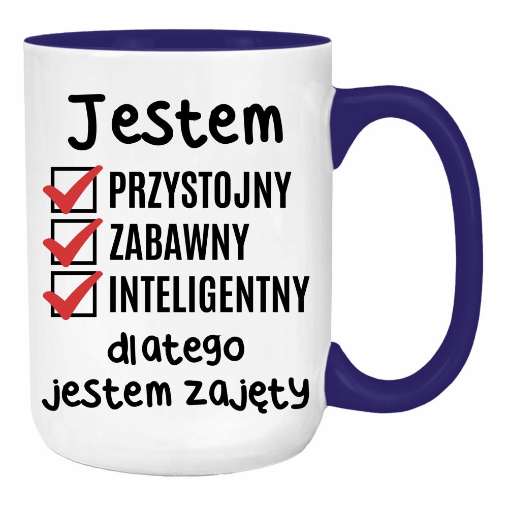 Jestem przystojny zabawny dlatego jestem zajęty duży kubek ucho kolor kolor navy