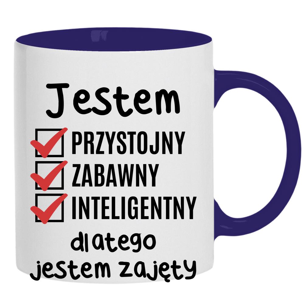 Jestem przystojny zabawny dlatego jestem zajęty kubek ucho kolor kolor navy