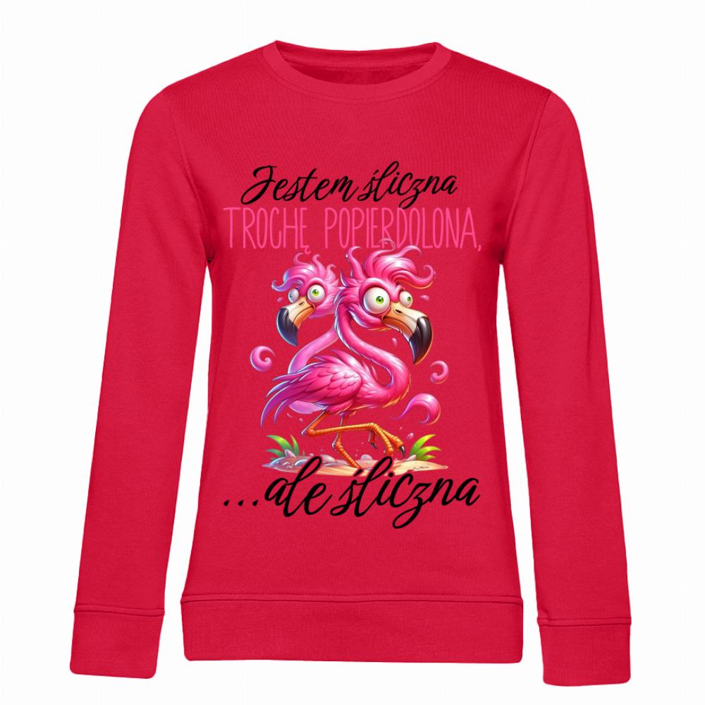 Jestem śliczna, trochę popie*dolona 2 bluza damska bez kaptura kolor czerwony